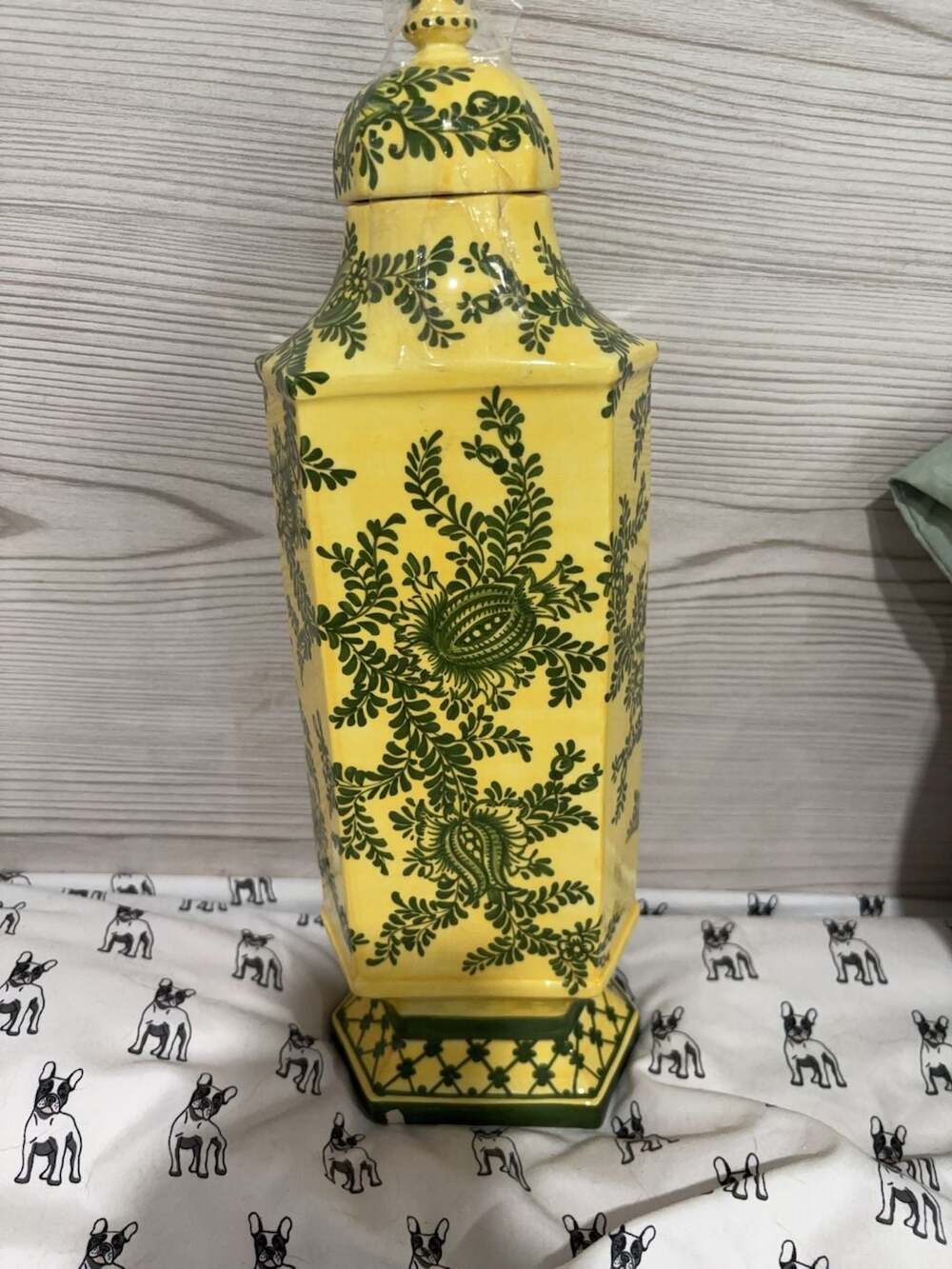 Bassano Italian Ceramic Yellow and Green Floral Lidded Jar
